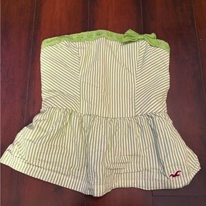 Hollister Green and White baby doll Top